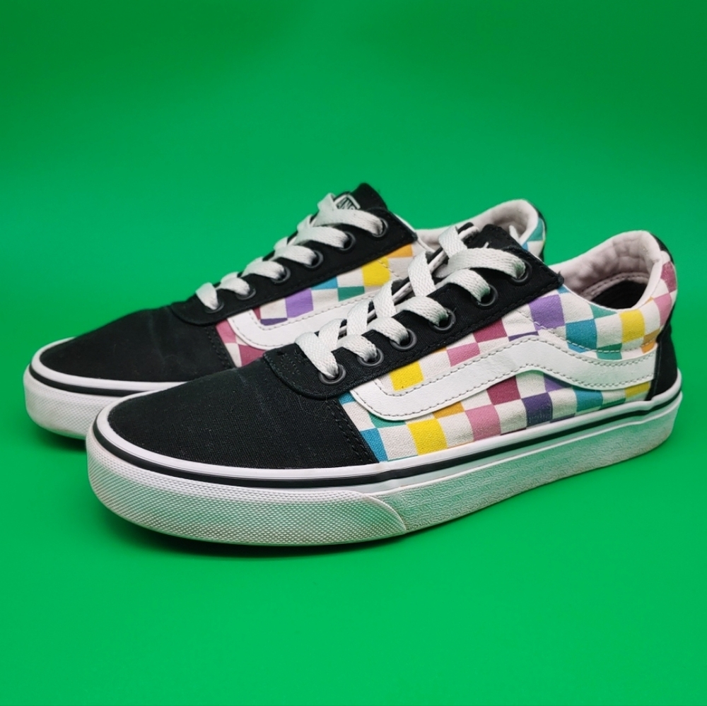 Vans Womens Multicolor Checkered Sneakers Raindow Skate Size 7